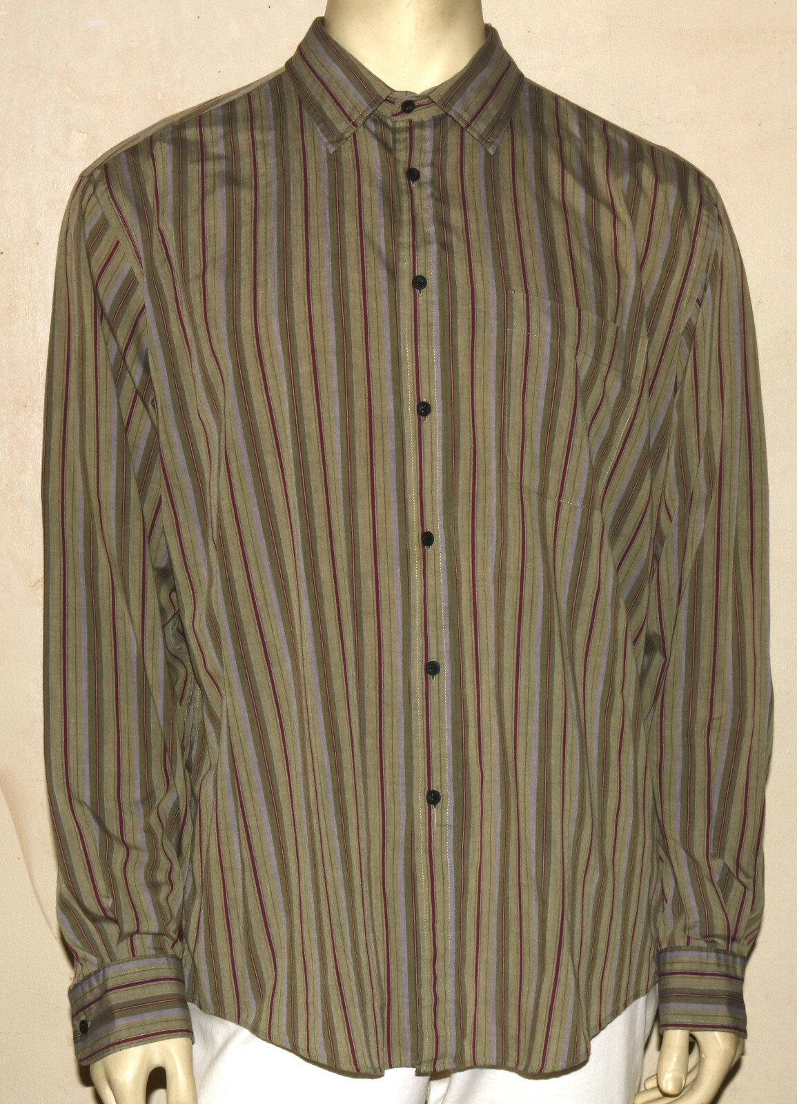 Yves Saint Laurent abito a righe camicia XL muschio