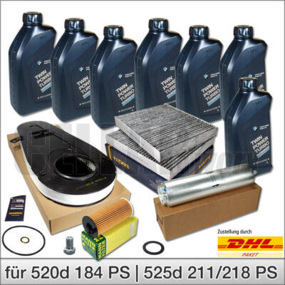 Inspektionspaket Filterset für BMW 5er F10 F11 518d 520d 525d 7L original BMW ÖL
