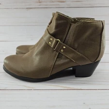 Naturalizer Kieran Ankle Boots Womens Size 7 M Brown Leather Booties Block Heel