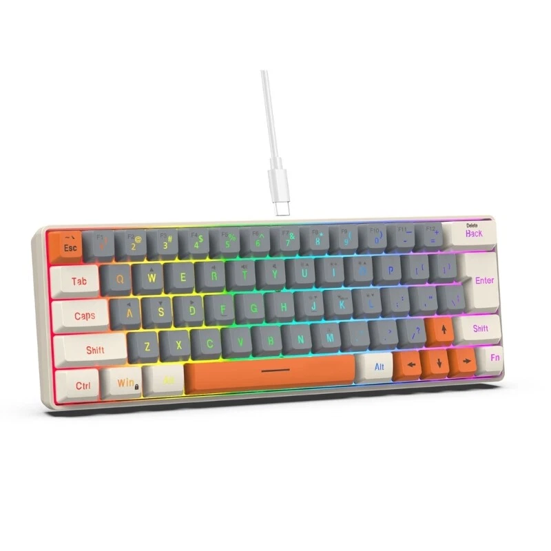 63-Key Mechanical Gaming Keyboard with LED Backlight for Office and Gaming