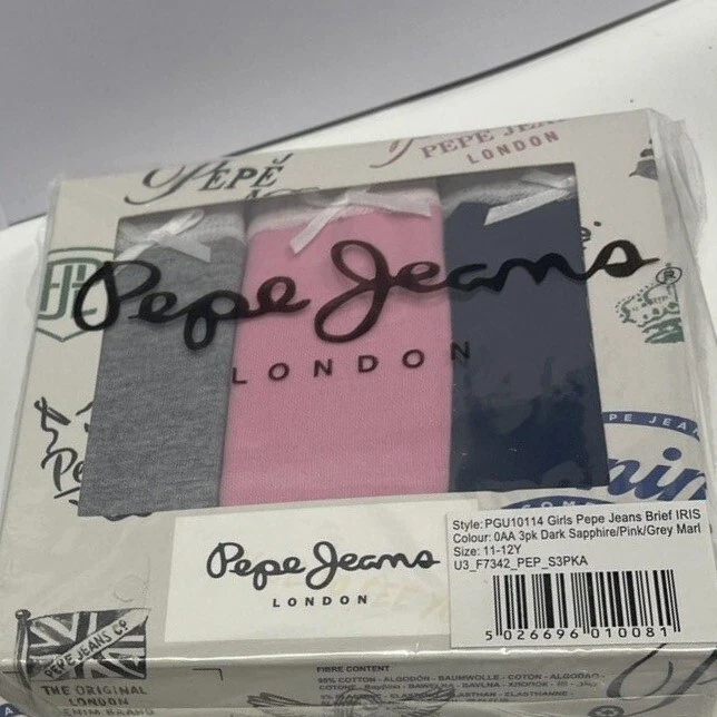 Pack de 3 calzoncillos bragas con ribete de encaje PEPE para niñas 11-12 años 3 colores Foto 2 de 4