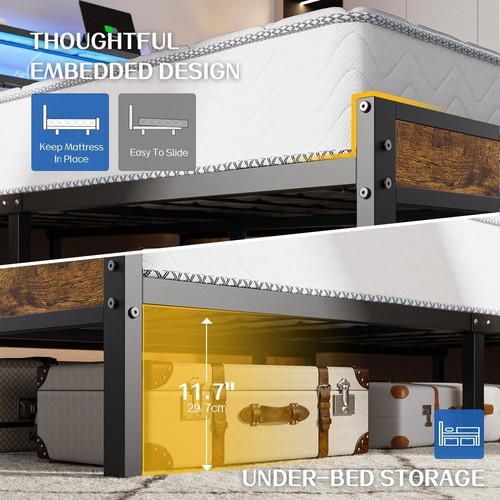 Noise-Free Full Size Platform Bed with LED Lights & Robust Charging Headboard - Picture 7 of 9