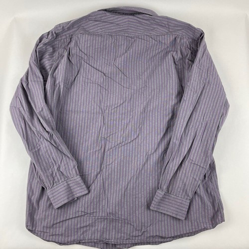 Camisa Apt.9 Para Hombres Botón Frontal Gris Púrpura Rayas Manga Larga Cuello Extendido XXL - Imagen 3 de 6