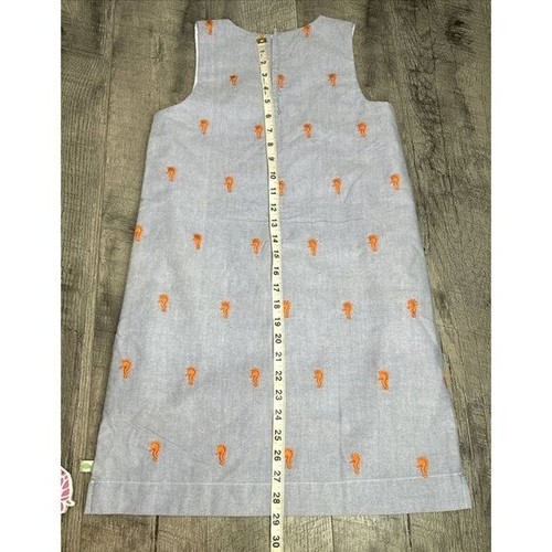 Embroidered Seahorse Girls Dress 12 Chambray Lined Sheath Beach Sleeveless NEW - Picture 8 of 8