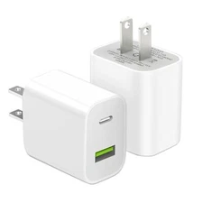 2 Pack USB C Charger Block Dual Port Type C Wall Charger Fast Charging 20W Power