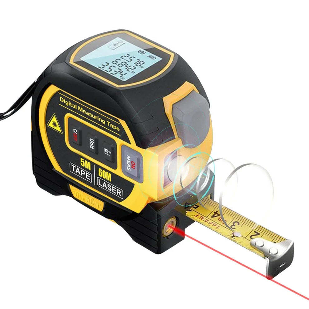 Télémètre laser 60m multifonction avec niveau laser 2 lignes et ruban 5m