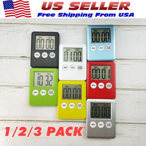 Large LCD Digital Kitchen Cooking Timer Count-Down Up Clock Loud Alarm Magnetic - Picture 1 of 15