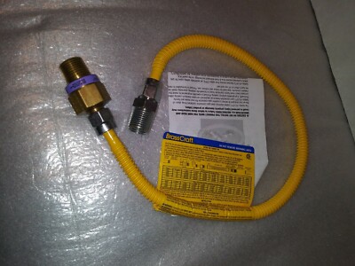 BrassCraft ProCoat Safety+PLUS2 Gas Connector With Thermal Excess Flow Valve - 1/2" MIP X 24", 36,800 BTU