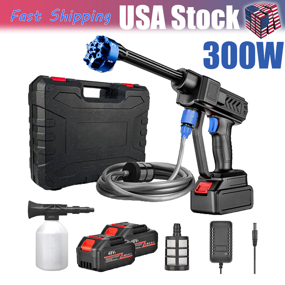 725PSI 300W 6-in-1 Cordless High Pressure Washer Water Spray Gun for Car Washing