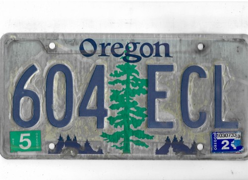 OREGON passenger 2021 license plate "604 ECL"