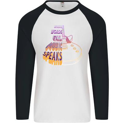 Where Words Fail Music Speaks Guitar Rock Herren L/S Baseball Maglietta