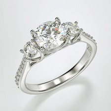 Engagement 14k White Gold Plated Certified Moissanite 3.00 Ct Cut Women's Ring