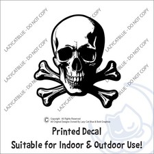 Skull Crossbones Decal Sticker Skeleton Goth Bones Halloween Human Head Emo