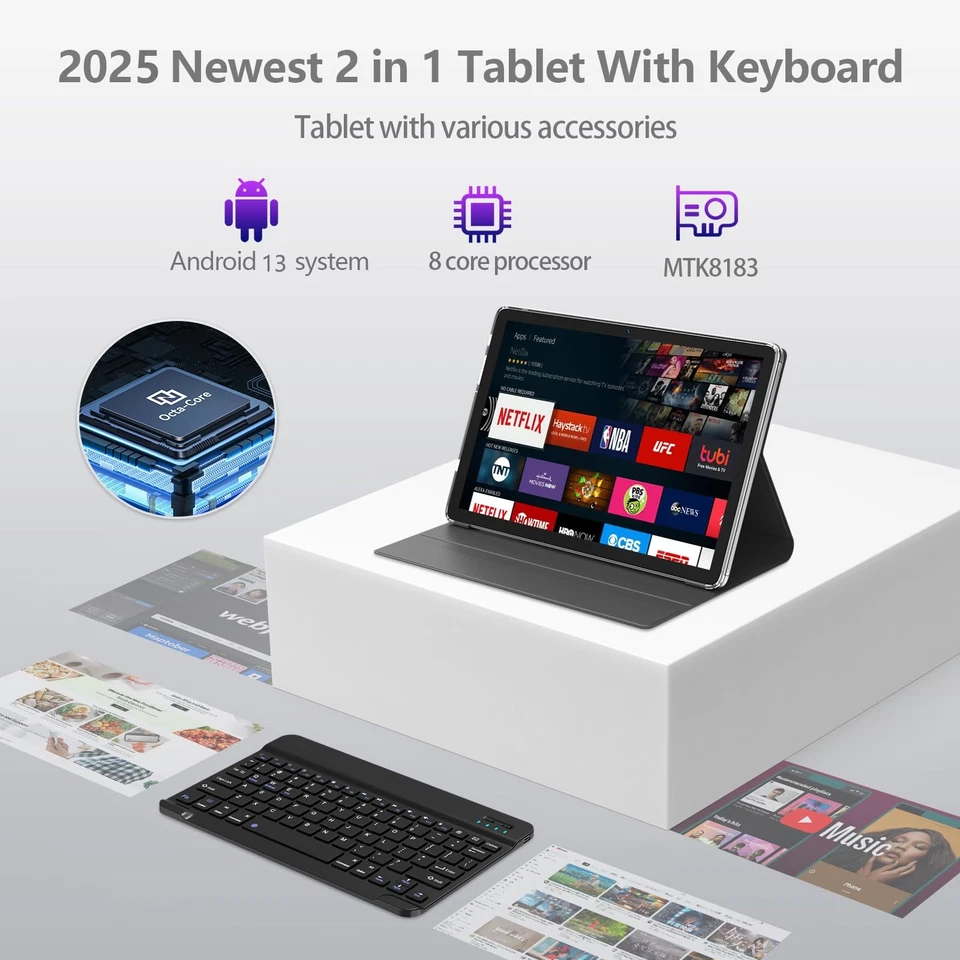Android 14 Tablet 2025 Latest 10 inch Tablet with Keyboard,128GB ROM 16GB RAM... - Image 2 of 4
