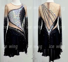 Ice Figure Skating Dress Rhythmic Gymnastics Twirling Competition black