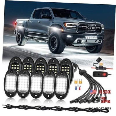 10 Pods Pure White LED Rock Lights with Power Swith Wiring 10 pods pure white