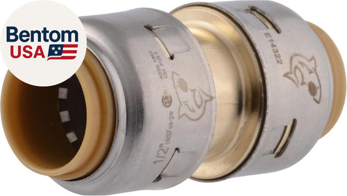 Max 1/2 Inch Coupling, Push to Connect Brass Plumbing Fitting, PEX Pipe, Copper,