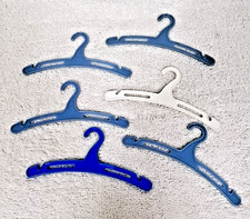 Lot of 6 Vintage Hard Plastic Doll Clothes Hanger Blues  White 4 7/8 Wide