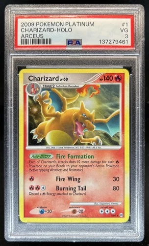 2009 Pokemon Platinum Arceus Charizard Holo #1/99 PSA 3