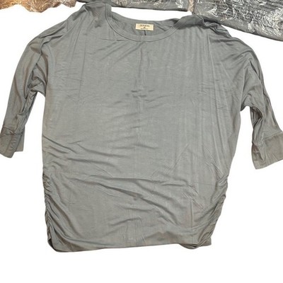 NEW Zenana Plus Size 2X Women's 3/4 Sleeve Slate Smoke Blue T-5574XP