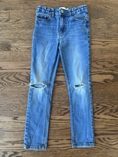 Boden Girls Blue Jeans Size 8Y Distressed, Adjustable Waist