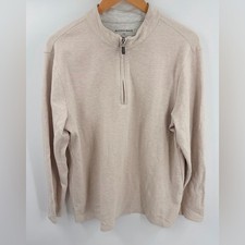 Mizzen Main men s performance quarter zip pullover oatmeal heather size L