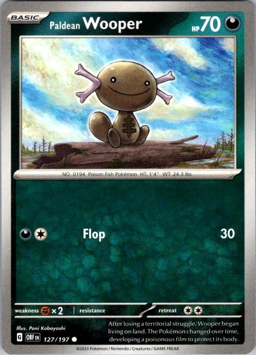 Paldean Wooper 127/197 Common Obsidian Flames Pokemon Near Mint