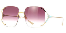 New GUCCI GG0646S 003 60mm Gold GG Oversized Rimless Sunglasses Italy