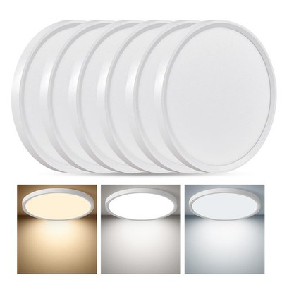 6PK 12 Inch LED Flush Mount Ceiling Light, 24W, 2520LM, 3000K/4000K/6000K CCT...