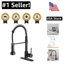 Black Stainless Steel Kitchen Faucet with Pull-Down Sprayer Feature