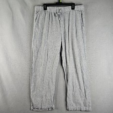 Gap Easy Pant Linen Blend Ankle Pants Womens XLarge Blue Striped Wide Leg