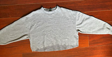 Women’s Gray Crew Neck Oversized Cotton Fleece Pullover Sweatshirt L