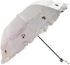 Princess Lace Ultraviolet-Proof Folding Umbrella Anti-uv Dome Parasol Ivory