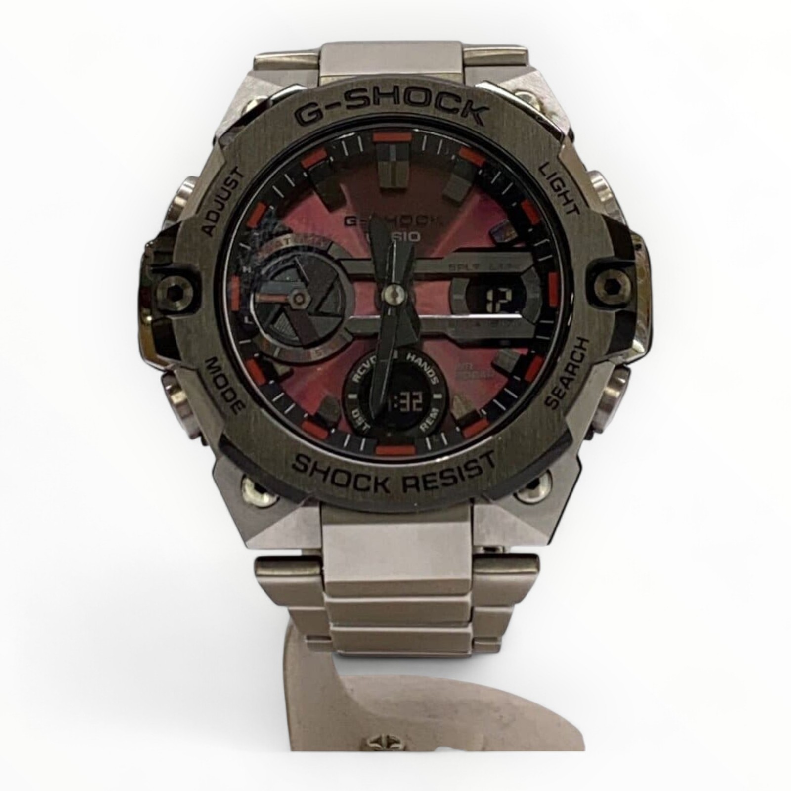 CASIO Ana-Digi Watch Bordeaux Silver gst-b400 Authentic Men H:2.17” W:1.93” 2234