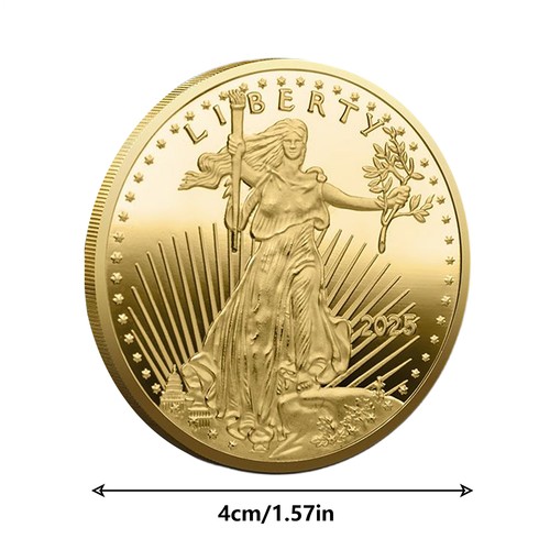 US Commemorative Challenge Coin American Eagle Gold 2025 Statue of Liberty - Foto 2 di 10