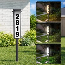 Brightever Solar Address Sign, House Number for Outside 1 Pack, Black