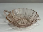 Pink Depression Glass Oyster & Pearl Heart Shaped Dish with Handle ~ Beautiful!
