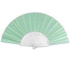 Glitter Fairy Blue Small Hand Fan Clear Handle Fan Glitter Rave Sparkly Fan