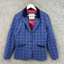 Jack Murphy Sakko Damen 14 Blau Tweed Fensterscheibe Karo Blazer Samtkragen