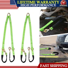 2PCS V-Bridle Strap 2" x 4' w/ Snap Hooks, w/ Cordura Sleeve and Axle Straps NEW