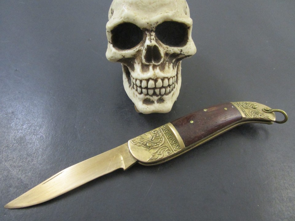 Hand-forged Thai brass folding fruit knife with old-world craftsmanship you simply won't find at any big-box store.