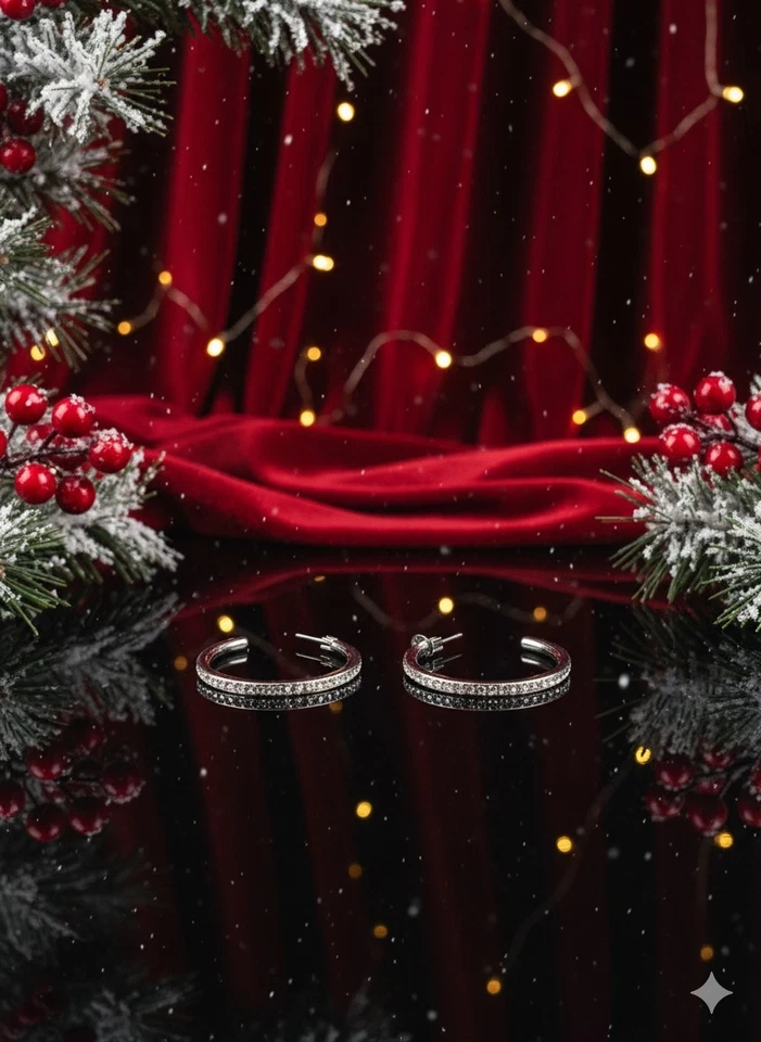 ✨ Brincos de argola Swarovski – Design elegante de cristal, usados uma vez! ✨ - Imagem 2 de 2