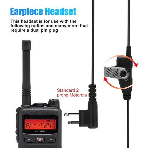 PTT Mic Swivel Earpiece for Motorola Radio Walkie Talkies CT150 CP200 CLS1110 - Picture 7 of 17