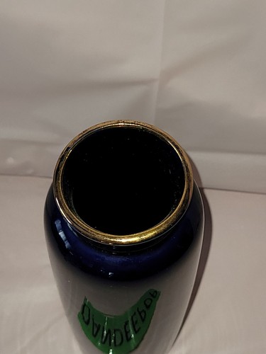 Ray Japan Blue Cobalt Ceramic Vase Bird Peacock Cherry Blossom Theme - Picture 6 of 8