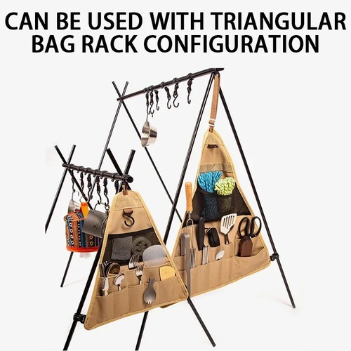 Estante colgante para camping al aire libre trípode plegable con gancho utensilios de cocina sartén nuevo - Imagen 3 de 21