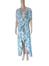 Parker Womens High Low Multicolors Long Dress Short Sleevedls Belted Large 
