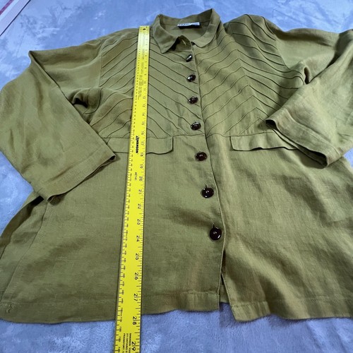 Vintage Kiko Womens Linen Top Size S Green Lagenlook Relaxed Comfort Casual - Picture 4 of 9