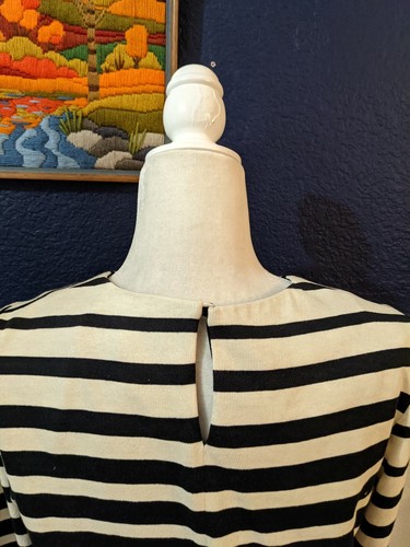 Tibi Black White Striped Shift Dress 100% Cotton Pullover Sz Medium M - Picture 5 of 9