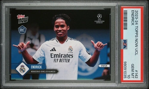 2024 Topps Now Endrick #142 RC Rookie 1st Madrid Card PSA 10