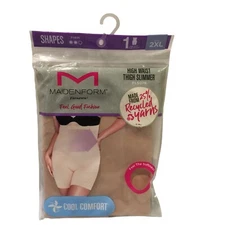 Maidenform Flexees Ladies 2XL High Waist Thigh Slimmer Firm Cool Comfort Nude